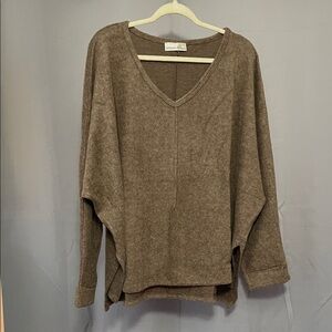 Zenana Brown V-Neck Sweater